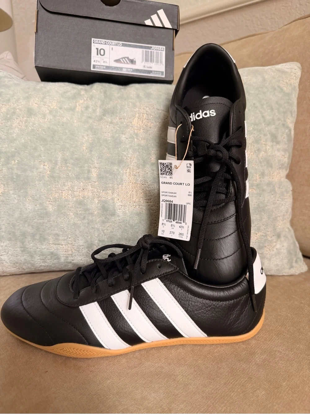 NIB | adidas Women's Grand Court Low Sneakers | Black/White/Gum - Picture 9 of 16
